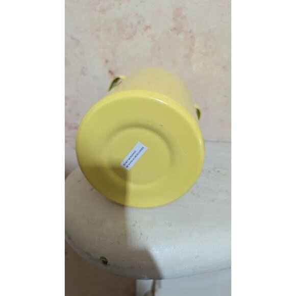 Milk Can Yellow Enamel Vase With Handles Farmhouse rustic cottage  country  8" - Picture 5 of 7